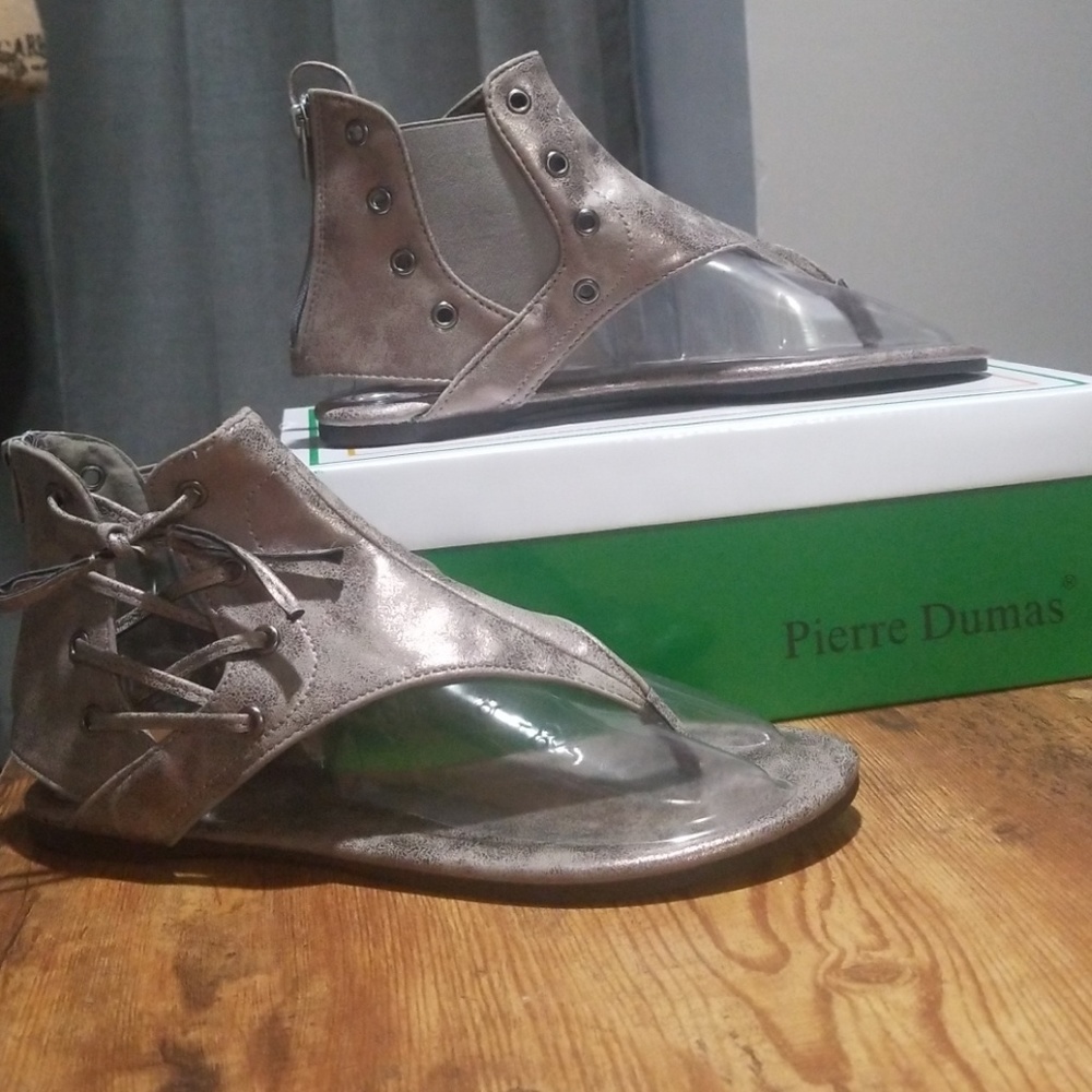 💄3 for $10 Pewter Pierre Dumas Sandals (Adele-2)